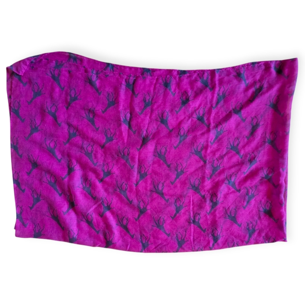 Hot Pink With Gray Giraffe Print Scarf 70" Long